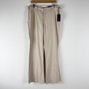 NYDJ Claire Trousers Linen Blend Women's Size 14 Natural Wide-leg High Rise NWT